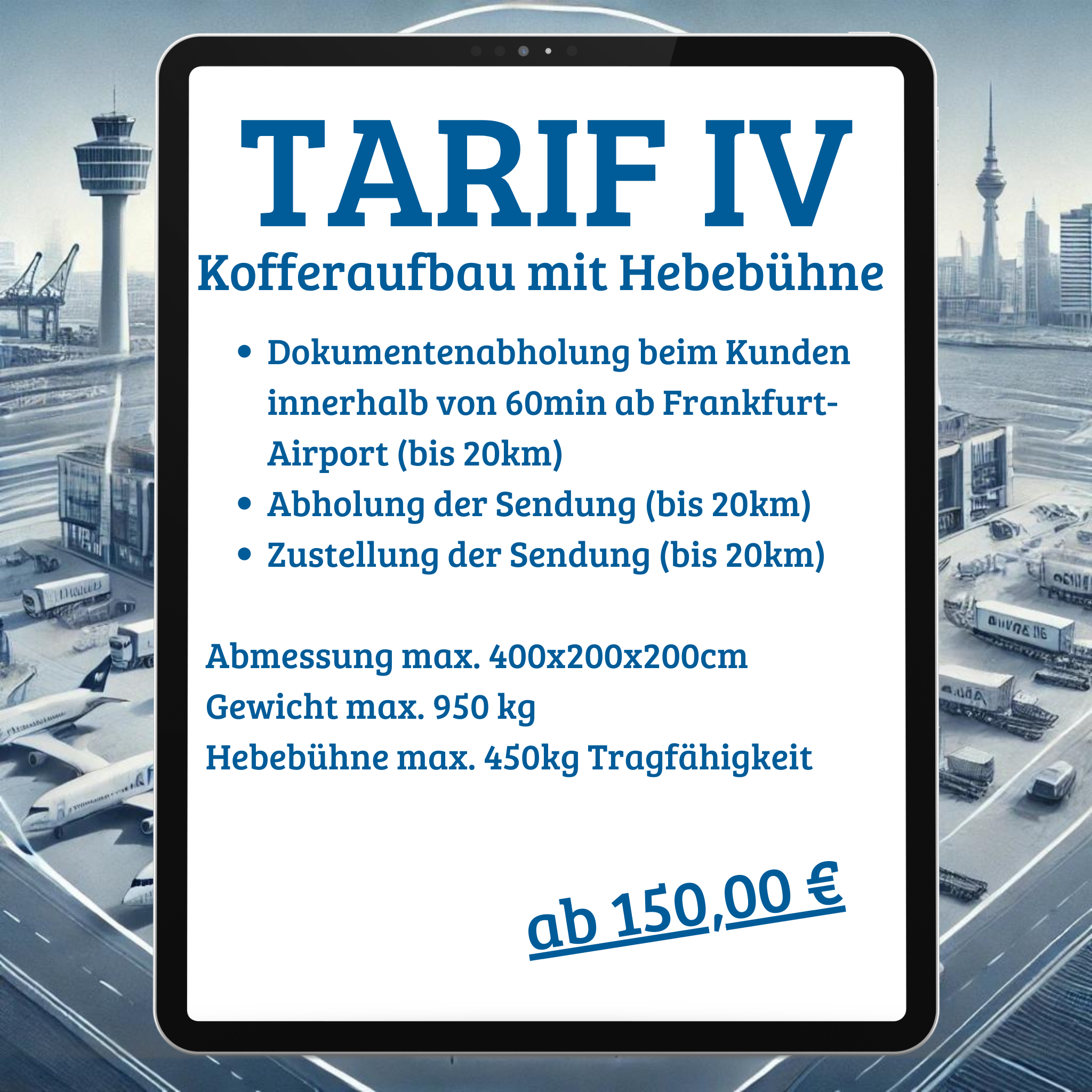 Tarif IV – Transporter Koffer 3.5 Tonner mit Hebebühne